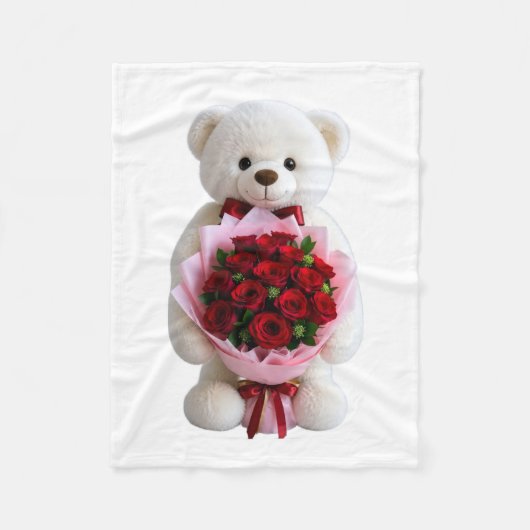 Knuffelige beer met rode rozen deken (Voorkant)