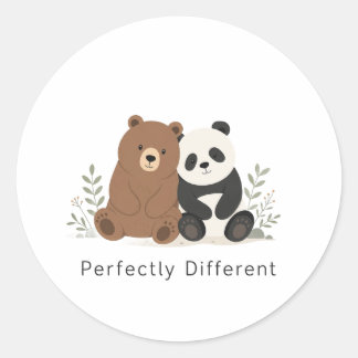 Knuffelige Beer & Panda Neurodiversiteit Inclusie Ronde Sticker