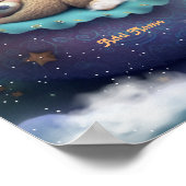 Knuffelige Beer Slaap Blauwe Kussen Sterren Maan K Poster (Hoek)