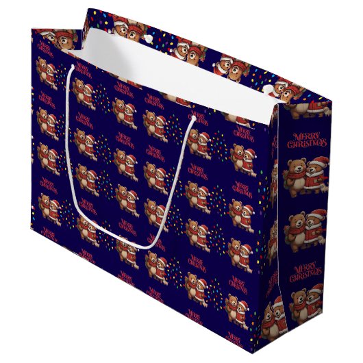 Knuffelige beren Kerstvakantie cadeautas (Voorkant Gekanteld)