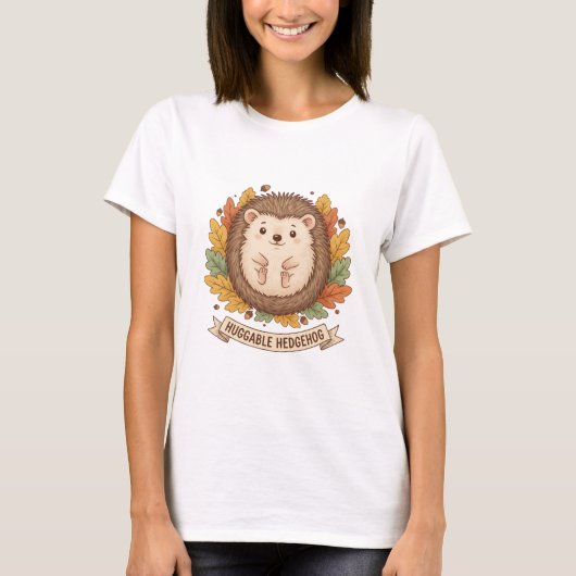 “Knuffelige Blad - Speelse Egel T-shirt” T-shirt (Voorkant)
