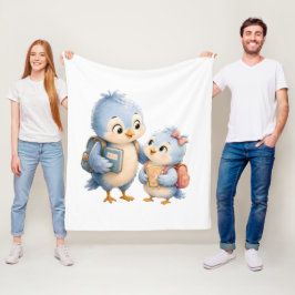 Knuffelige Blauwe Vogel Broers en Zusters Fleece D Deken