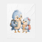 Knuffelige Blauwe Vogel Broers en Zusters Fleece D Deken (Voorkant)