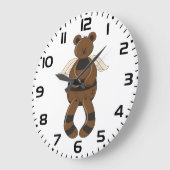 Knuffelige bruine teddybeer met engelenvleugels grote klok (Hoek)