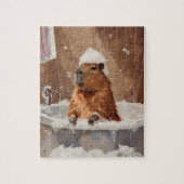 Knuffelige Capybara in bubbelbad legpuzzel (Verticaal)