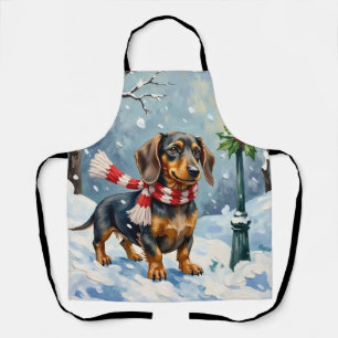 Knuffelige Daschund Puppy Warme Winter Sjaal Kunst Schort