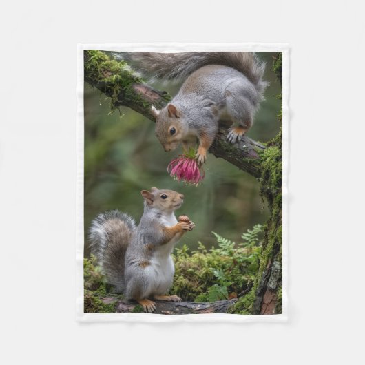 Knuffelige eekhoorns en bloem throw deken (Voorkant)