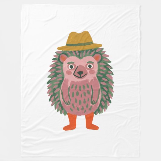 Knuffelige egel Fedora deken – Mosterd & Roze (Voorkant)