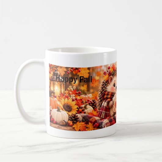 Knuffelige Egel & Uil Herfst Mok Bewerkbaar (Links)