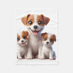Knuffelige Gelukkige Hond Familie Fleece Deken