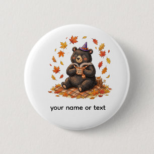 Knuffelige Halloween Pompoen Specerij Beer T-Shirt Ronde Button 5,7 Cm