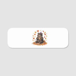 Knuffelige Halloween Pompoen Speculaas Beer T-Shir Naamplaatje