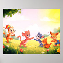 Knuffelige Harige Dieren voor de Muur van je Klein