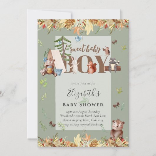 Knuffelige Houtland Beer Kampeer Jongens Baby Show (Voorkant)