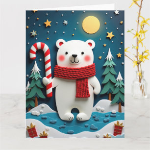 Knuffelige ijsbeer in Kerstwonderland Kerstmis Kaart