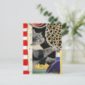Knuffelige Kat Mixed Media Collage Briefkaart (Staand voorkant)
