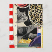 Knuffelige Kat Mixed Media Collage Briefkaart (Voorkant)