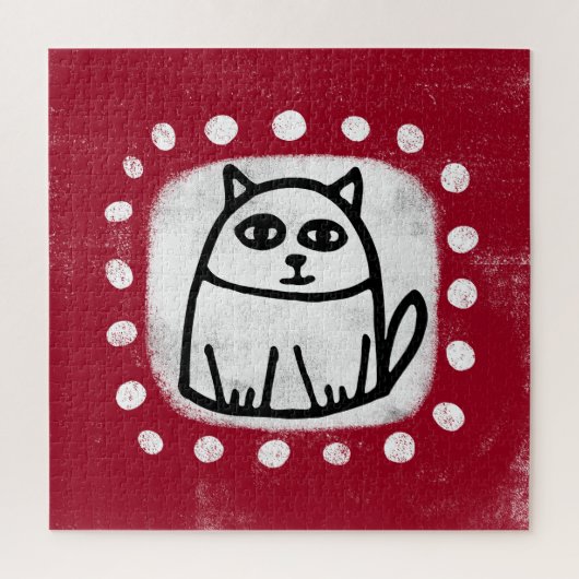 Knuffelige Kat Op Rode Legpuzzel (Verticaal)