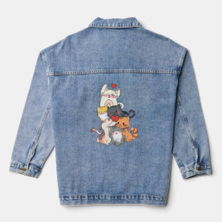 Knuffelige katten stapel van liefde – Schattige ka Denim Jacket