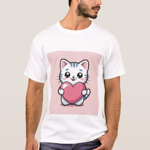 Knuffelige Kawaii Kat Knuffelt Reusachtig Roze Har T-shirt