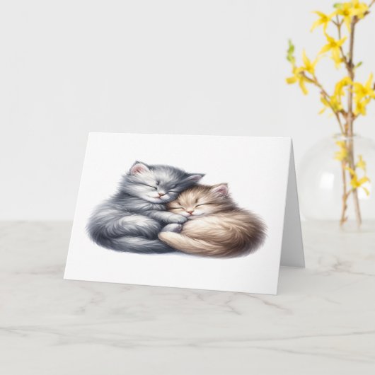 Knuffelige Kittens Kaart (Gele Bloem)