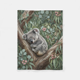 Knuffelige Koala Klimt in Eucalyptusboom Vliesdeke Fleece Deken