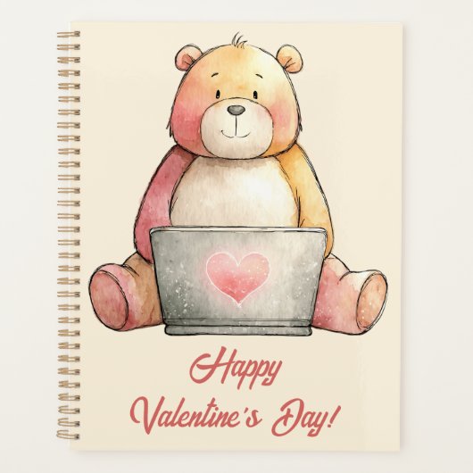 Knuffelige laptopbeer Valentijnsdag Planner (Voorkant)