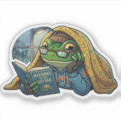 Knuffelige Lezende Kikker Sticker (Voorkant)