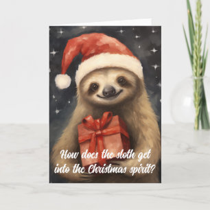 Knuffelige Luiaard Kerstman Kerstkaart Kaart
