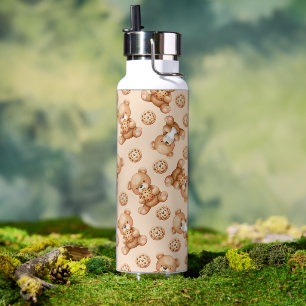 Knuffelige melk- en koekbeer naadloos patroon waterfles