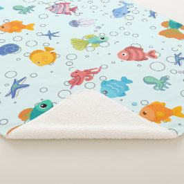Knuffelige Onderwater Zeeleven Pluche Sherpa Deken