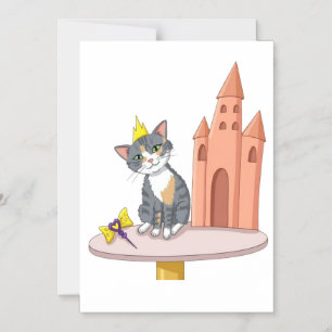 Knuffelige Prinses Kat met Kasteel Magnetische Kaa Uitnodiging