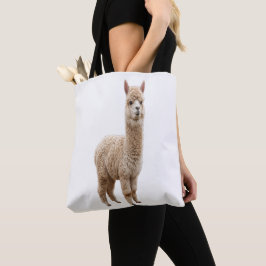 Knuffelige Realistische Fluffy Alpaca Foto Boodsch Tote Bag