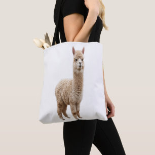 Knuffelige Realistische Fluffy Alpaca Foto Boodsch Tote Bag