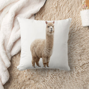 Knuffelige Realistische Fluffy Alpaca Foto Worp Ku Kussen