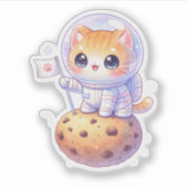 Knuffelige Ruimtevaarder Kat Vinyl Sticker (Voorkant)