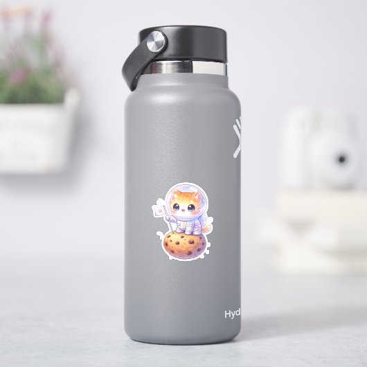 Knuffelige Ruimtevaarder Kat Vinyl Sticker (HydroFlask)