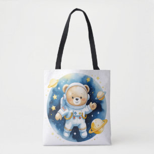Knuffelige Ruimtevaart Astronaut Beer Boodschappen Tote Bag