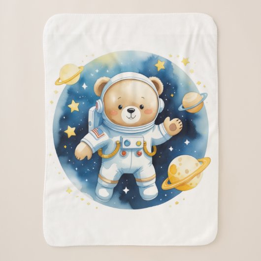 Knuffelige ruimtevaartbeer fleece deken (Voorkant)
