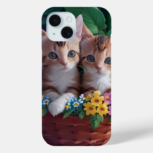 Knuffelige Schattigee Kittens in een bloemmand Case-Mate iPhone Case (Achterkant)