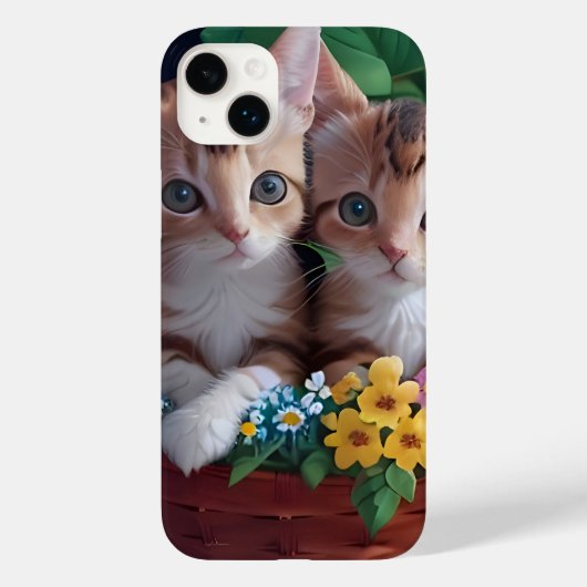 Knuffelige Schattigee Kittens in een bloemmand Case-Mate iPhone Case (Achterkant)