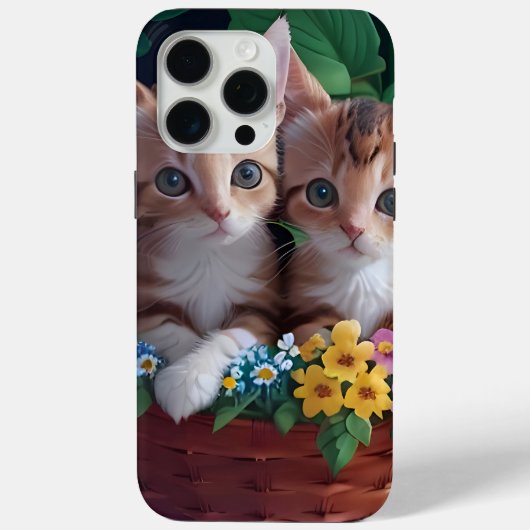 Knuffelige Schattigee Kittens in een bloemmand Case-Mate iPhone Case (Achterkant)