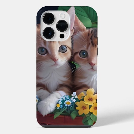 Knuffelige Schattigee Kittens in een bloemmand iPhone Hoesje (Achterkant)