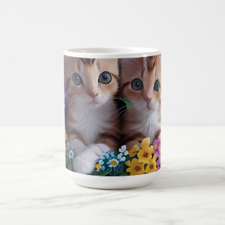 Knuffelige Schattigee Kittens in een bloemmand Koffiemok