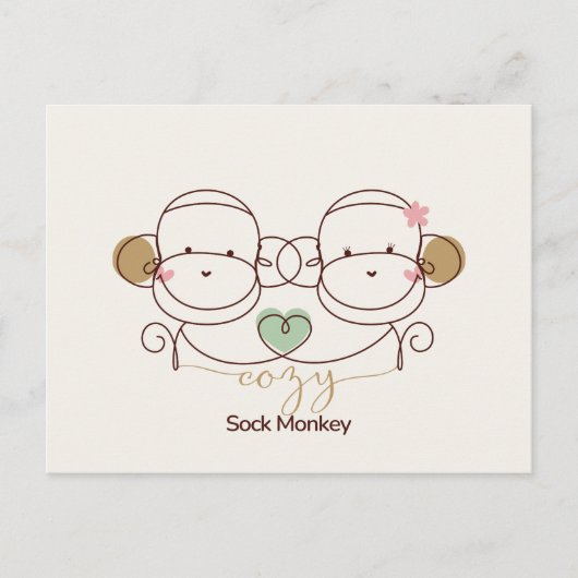 Knuffelige Sock Monkey Briefkaart (Voorkant)