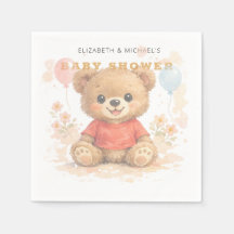 Knuffelige Teddybeer Baby Shower Papieren Servette