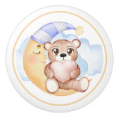 Knuffelige teddybeer en halve maan keramische knop (Voorkant)