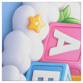 Knuffelige teddybeer en olifant ABC nummers stof p (Swatch)