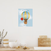 Knuffelige teddybeer in blauwe hete luchtballon poster (Keuken)