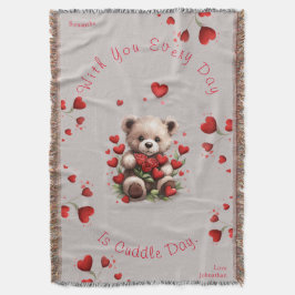 Knuffelige teddybeer Liefdes Harten & Rozen Valent Deken